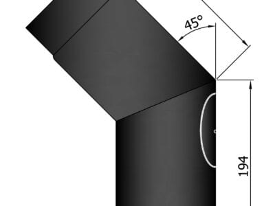 Knæ rør 45g ø130mm med klap.