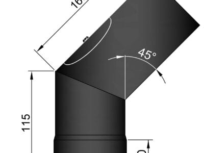 Bøjning 45g ø.80mm med renselem og pakning.