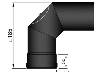 Bøjning 90g.Knærør 2x45 ø.80mm med renselem og pakning.