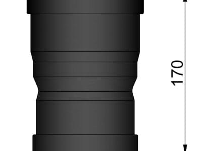 Røgrør reduktion Muffe-Muffe ø.80mm til ø.100mm med pakning