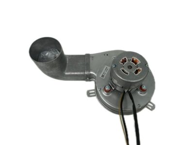 Røggasmotor / Røgsuger til pilleovn - Diameter 150 mm - Vinklet tud