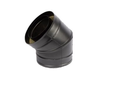Stål skorsten 6" 150mm 45g bøjning isoleret i sort